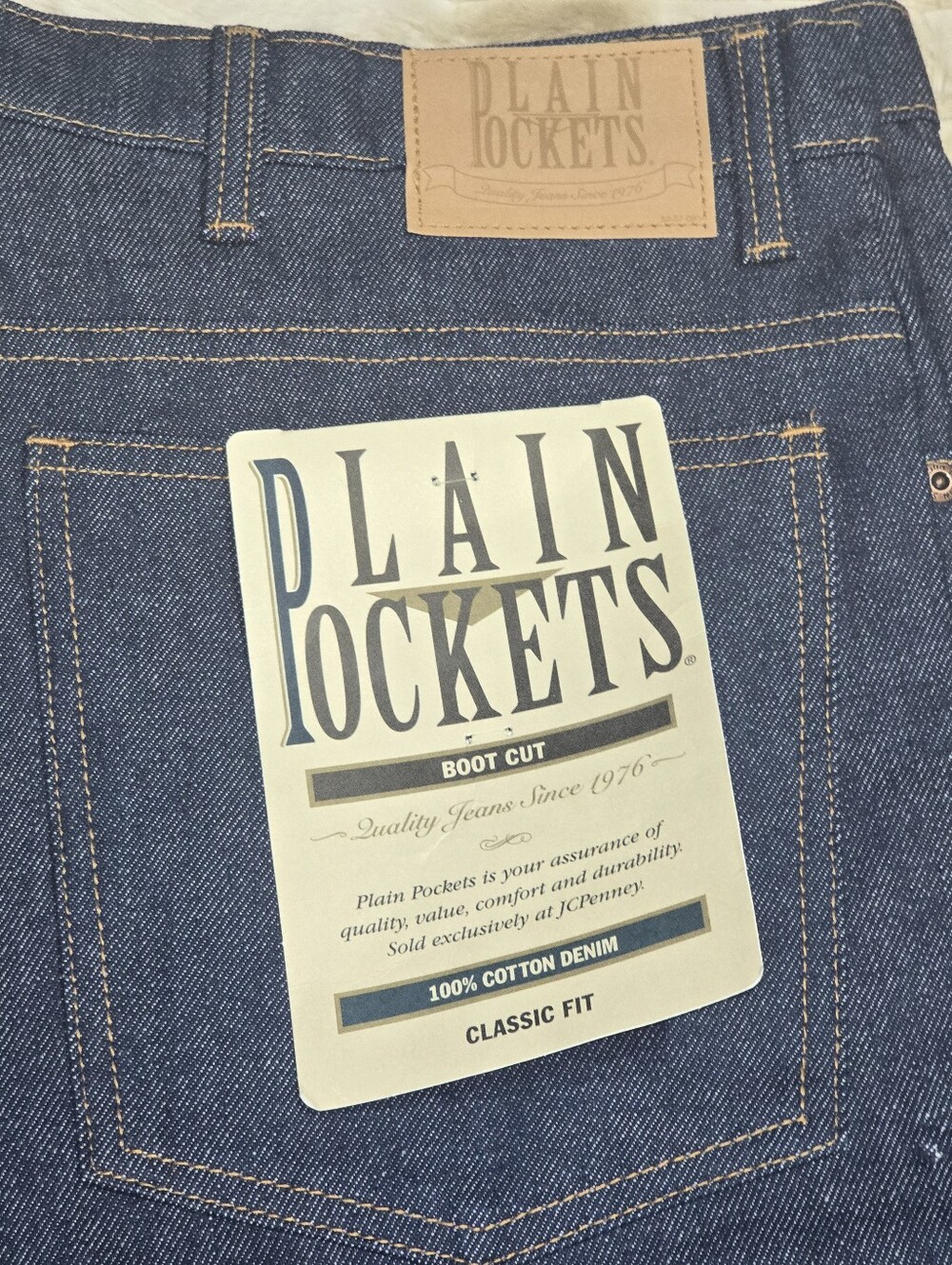 Vintage Plain Pockets JCPenney Bootcut Jeans NWT Dark Wash Denim 42x34 USA Made